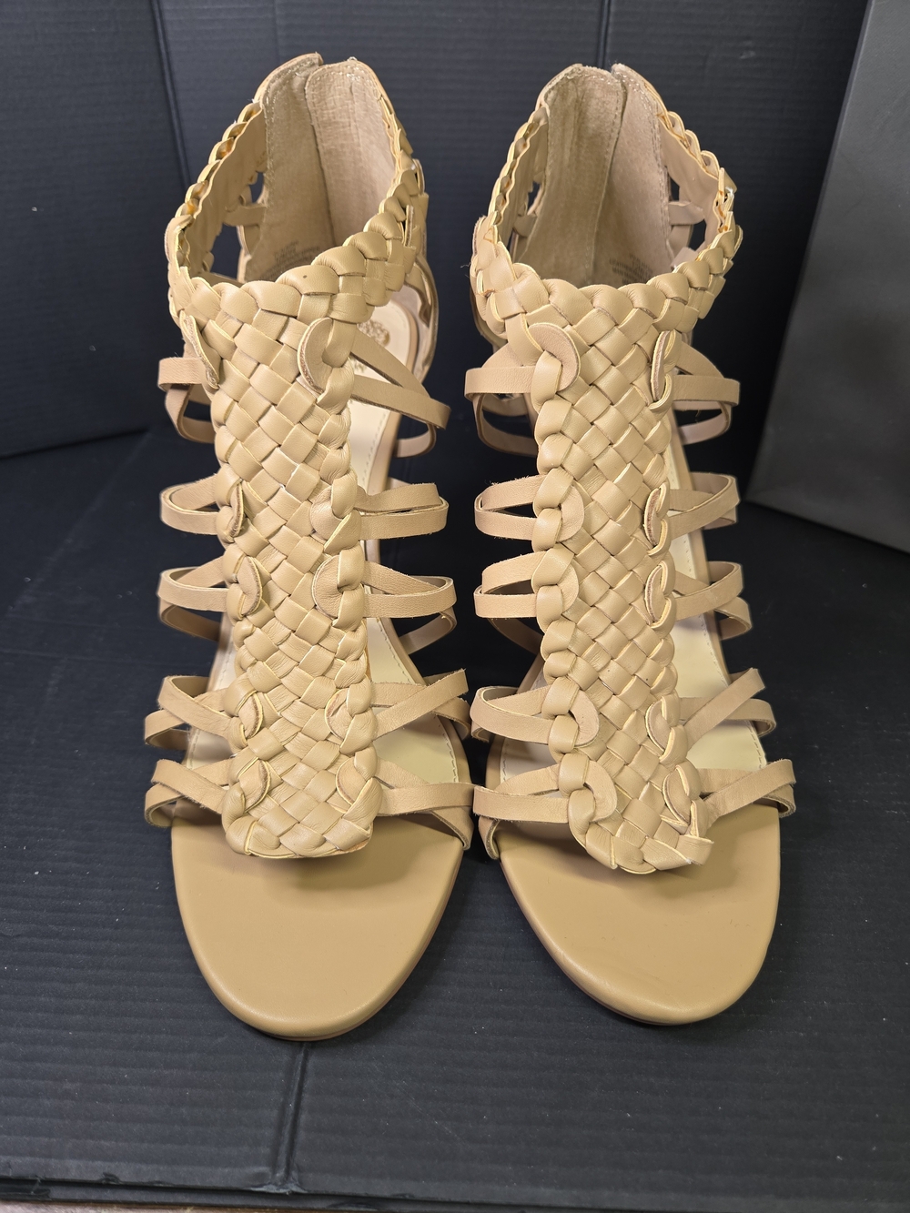 Vince Camuto Alaizah Beige Braided Strappy High Heel Sandals Size 12